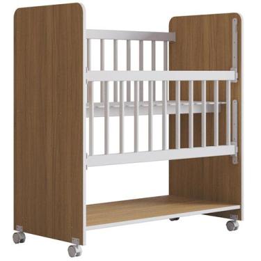 Imagem de Berço Móvel de Bebê com Rodinhas e Grade Móvel Jasmin Nature - Moblis 
