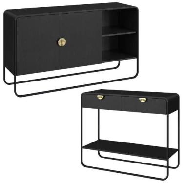 Imagem de Balcao Buffet E Aparador 135 Cm Organica Artesano Nero Preto - ARTESAN