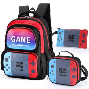Imagem de Bigmeta Conjunto de mochila infantil Gamer – Mochila de grande capacidade com lancheira e estojo de lápis para meninos, presentes de volta às aulas