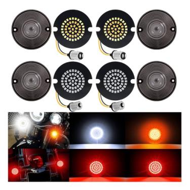 Imagem de AEEAST Sinais de seta LED de motocicleta de 9,5 cm 1157 1156 frontal traseiro LED pisca-pisca 48 LEDs estilo de caixa plana adequado para Harley Davidson Road King Electra Glide Ultra Classic Softail
