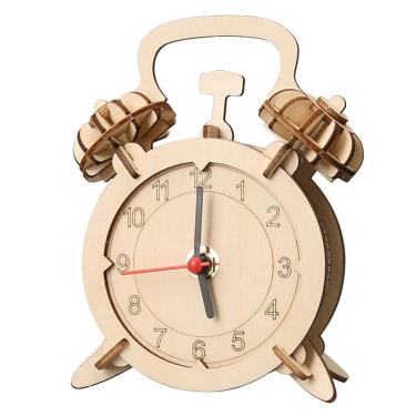 Imagem de Kit científico de quebra-cabeça 3D modelo de relógio vintage de madeira para crianças