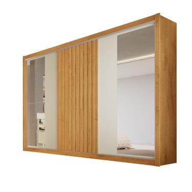 Imagem de Guarda Roupa 3 Portas Vitória Com Espelho 100% Mdf Peroba/off White/peroba