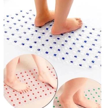 Imagem de Tapete Box Chuveiro Antiderrapante Chao Banho Banheiro Grande Pvc Ventosas Higienico Massagem