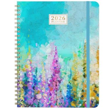 Imagem de Agenda 2026, agenda semanal e mensal 2026 de janeiro de 2026 a dezembro de 5018 x 28 cm, calendário 2026 para mulheres com abas, encadernação em espiral, bolso interno, perfeito para material de