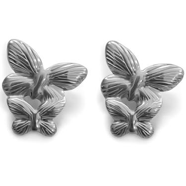 Imagem de Brinco Feminino Design Borboleta Farfalla Banhado Em Ouro Aço Inox Prateado