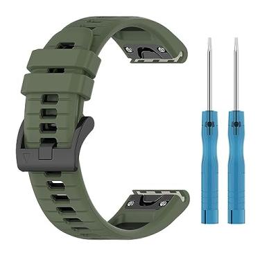 Imagem de Pulseiras de relógio de 22 mm compatíveis com Garmin Fenix 7X/7X Pro/7X Solar/7X Sapphire Solar/6X Pro GPS/Forerunner 965, pulseira de silicone macio de substituição