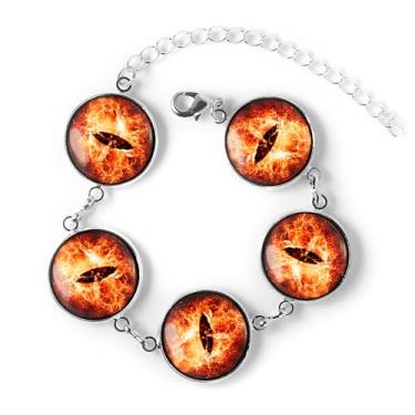 Imagem de Generic Pulseira Fire Eyeball - Pulseira com pingente de prata com olhos de monstro demônio - SRCB-147-E, ajustável