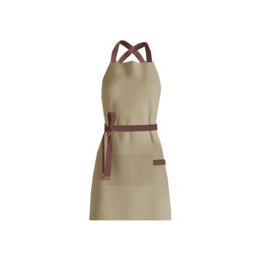 Imagem de Avental Bege Alça Cruzada Marrom Restaurante Cafeteria Bar