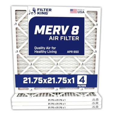 Imagem de Filter King Filtro de ar de 21,75 x 21,75 x 1 | Pacote com 4 | Filtros de forno A/C plissados MERV 8 HVAC | Feito nos EUA | Tamanho real: 21,75 x 21,75 x 1,90 cm