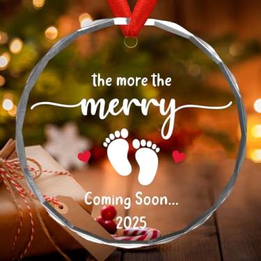 Imagem de Ornamento para grávidas 2025 - Anúncio de gravidez para marido avós família tia - presentes para pais grávidas, presentes únicos 2025 - Ornamento de vidro redondo