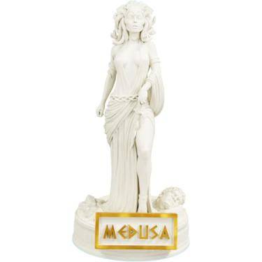 Imagem de Estátua Medusa Mitologia Grega Estatueta - Versão 3 (Cor Mármore Dourado)