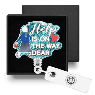 Imagem de Carretel de crachá retrátil engraçado com clipe jacaré, porta-crachá retrátil com clipe jacaré, presentes para enfermeira, professora, trabalhadora de consultório, médico, ajuda está pronta