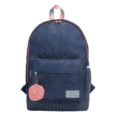 Imagem de Mochila Escolar Académie Dots Com Frase Azul - Tilibra