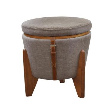 Imagem de Puff Banqueta Fênix Baú Mesa Castellar Móbile Linho Cappuccino