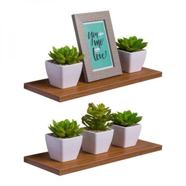 Imagem de Kit 2 Prateleiras 40 X 15cm Freijó Suporte Invisível