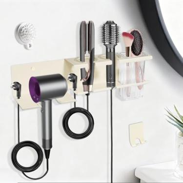 Imagem de Organizador de ferramentas de cabelo, suporte universal 3 em 1 para secador de cabelo, organizador de ferramentas quentes de metal para secador de cabelo, alisador e modelador de cachos, rack de