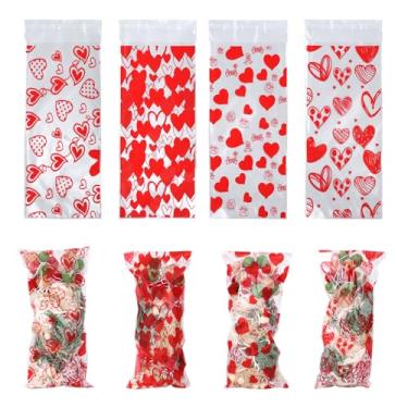 Imagem de 50un Sacolas Presente o Dia dos Namorados, Tema de Coração Vermelho Sacolas para Lembrancinhas Lindas Festas Lembrancinhas para Embalar Doces Biscoitos e Brinquedos Pequenos (4 Modelos)