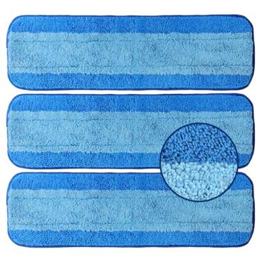 Imagem de ZHAYAO Almofadas de limpeza de microfibra para esfregão Bona, pacote com 3 almofadas reutilizáveis de microfibra para esfregão de 45 cm, almofadas de limpeza de substituição de piso de madeira, mais