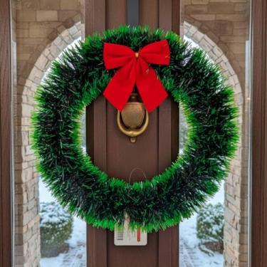 Imagem de Guirlanda Festão Decoração De Natalina Laço Decorativo Enfeite De Natal Fofo para Parede e Porta Média 33cm (Verde)