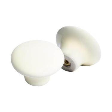 Imagem de Kit 8 Puxador Gaveta Porcelana Cerâmica Armário Móveis 38mm (Off White - MPPON105)
