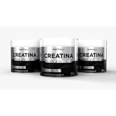 Imagem de 03 Unid Creatina Monohidratada 100% Pura 300g ProVitalli - Creatine Importada, Acompanha Colher Dosadora, Auxilia no Ganho de Massa Muscular Força e Resistência