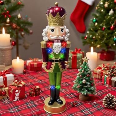 Imagem de QZJDDZSW Quebra-Nozes de Natal - Vermelho, Branco e Verde Glitter Tema de Natal Bolachas de Nozes Música Boneca Brinquedo Decorações de Soldado (Calça Verde)