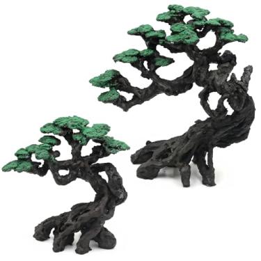 Imagem de Decoração de aquário de bonsai de musgo artificial de 2 peças, dossel grande e pequeno, material de resina para aquários de água salgada