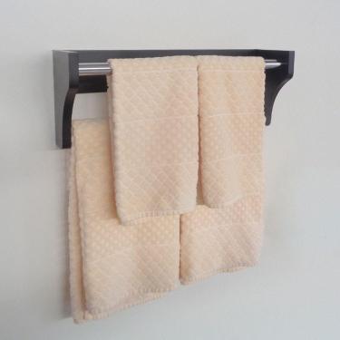 Imagem de Toalheiro Duplo Suporte Cabideiro Porta Toalhas De Parede Acessório Para Banheiro Preto Laca