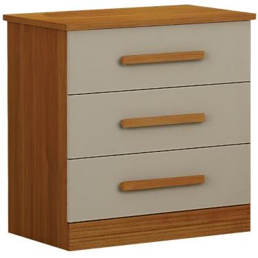 Imagem de Mesa De Cabeceira Rubi Cinamomo Off White 3 Gavetas Leifer Móveis