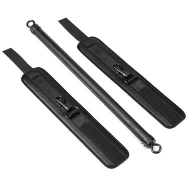 Imagem de Barra de ginástica em casa ajustável para exercícios de perna e quadril, aço inoxidável com PU, inclui tiras de pulso e tornozelo para alongamento e treinamento