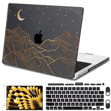 Imagem de Seanai Compatível com MacBook Pro 14 polegadas 2025 2024-2021 M5 M4 M3 M2 M1 A3434 A3112 A3185 A3401 A2918 A2992 A2779 A2442, capa rígida de plástico + Película de tela + teclado Capa, linha abstrata