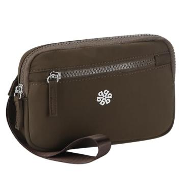 Imagem de questAll Carteira feminina leve, impermeável, de nylon, RFID, bolsa de viagem multifuncional, design prático 9103, Café