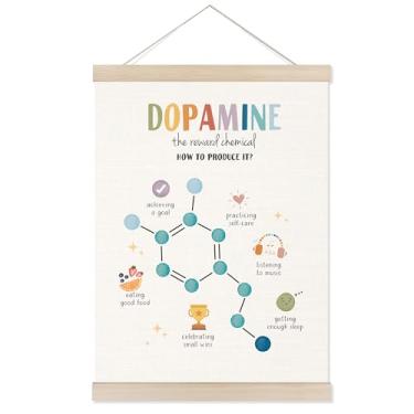 Imagem de Welshower Moldura para pôster de produtos químicos de dopamina de saúde mental, decoração de escritório de terapia, decoração de arte de parede de saúde mental para sala de aula terapia conselheiro