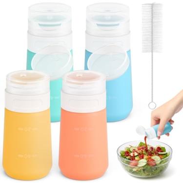 Imagem de JOYUMY Garrafas de espremer condimento para molhos, mini recipiente de molho de salada de silicone de 59 ml para combinar com saco de sanduíche reutilizável, garrafa de ketchup à prova de vazamento