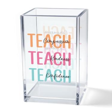 Imagem de Vgrti Porta-canetas Compassion Kindness Confidence, suporte organizador de pincéis de maquiagem de acrílico, presentes de volta às aulas para homens, conselheiros, professores, educadores, presentes