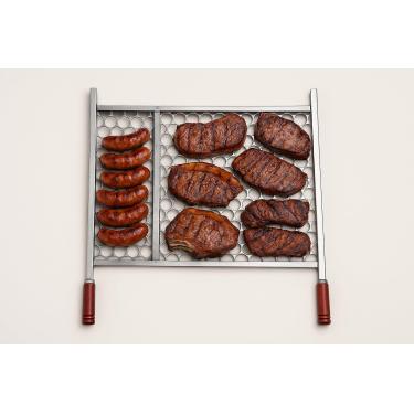 Imagem de Grelha moeda churrasco Galvanizada cabo de madeira (50x60)