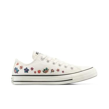 Imagem de Converse Tênis feminino Chuck Taylor All Star cano baixo, Garça/Darkly Jaded/Vermelho, 12 Women/10 Men