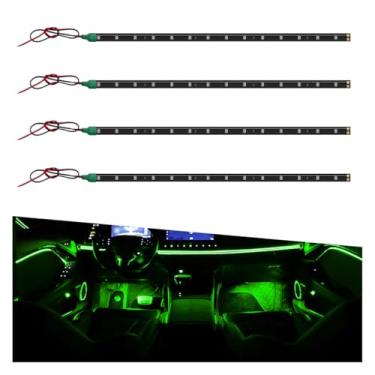 Imagem de DUSCOKE 4 peças DC 12 V impermeável faixa de luz LED para carro, 30 cm/1 pés 3528 15SMD tira de luz inferior da carroçaria com fio de 9 polegadas, luz de decoração interior de veículo para carrinho de