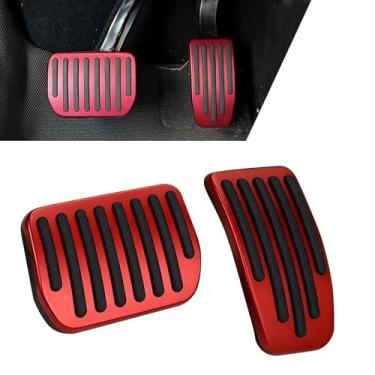 Imagem de Dogary Capas de pedal de carro, 2 peças de freio antiderrapante e acelerador de liga de alumínio fosco, conjunto de pastilhas de pedal de desempenho, compatível com Tesla Model 3/Y 2019-2024 (vermelho