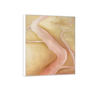 Imagem de Georgia O'Keeffe Famosas Impressões em tela de parede prontas para pendurar - Pintura com moldura amarela e rosa-branca para decoração de sala de estar 30 x 35 cm 12 x 13 pol