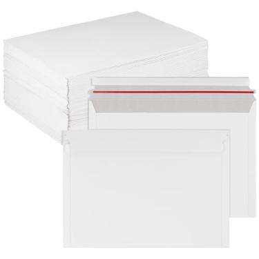 Imagem de SEHOI Pacote com 100 envelopes rígidos A4 Stay Flat com 22,5 x 30,5 cm, envelopes brancos de papelão para envio de fotos, documentos, colecionáveis, 300 g/m²
