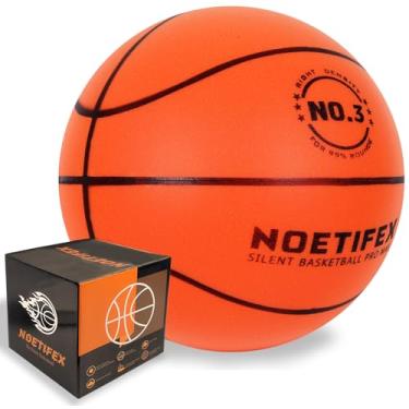 Imagem de Basquete silencioso para uso interno, tamanho 3, peso real e como salto, drible silencioso, bola de espuma de poliuretano de 64,8 cm, ranhurada sem ar, sem vácuo, sensação real para crianças, jovens e