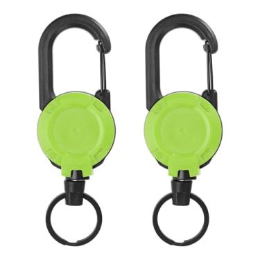 Imagem de PATIKIL Chaveiro retrátil, 2 peças, porta-crachá retrátil resistente, carretel de crachá, clipe de chaveiro com cordão de aço de 59,9 cm, quintal para chave de pesca, ciclismo, caminhada, mochila