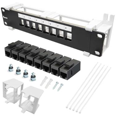 Imagem de Enmane Painel de remendo Keystone em branco de 8 portas, montagem na parede, 25,4 cm com suporte 89D Ethernet Patch Panel (CAT6)