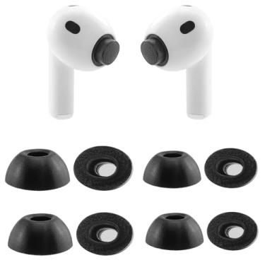 Imagem de ALXCD 4 pares de pontas auriculares de espuma compatíveis com AirPods Pro 3 de substituição de 3ª geração, orifício de redução de ruído e protetor de poeira integrado com kit de limpeza compatível com