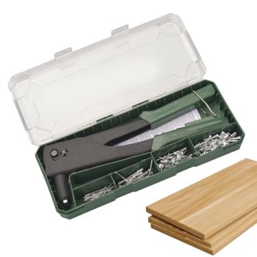 Imagem de Rebitador manual - Kit de ferramentas de rebitador resistente de 24 cm - Aparelhos profissionais, conjunto sortido de rebites, suprimentos de rebitagem, conjunto de brocas para tecido, couro, móveis