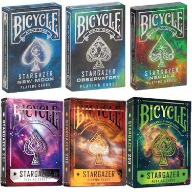 Imagem de Straight Poker Supplies - Conjunto de Colecionador Bicicleta Stargazer - 6 Baralhos - Azul e Branco - Fácil de Embaralhar - Para Crianças e Adultos - Estrela e Cardistry - Made in USA
