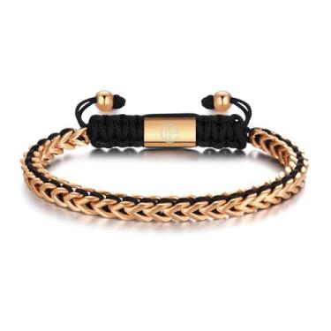 Imagem de WP WEPICK Pulseiras masculinas banhadas a ouro 18 K, corrente de elos francos, pulseira ajustável, joia masculina, presente de aniversário, For Wrist 6.5-8 Inch, Sem Pedra Preciosa
