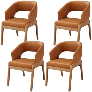 Imagem de Kit 04 Cadeiras de Jantar e Estar Living Estofada Lince L02 Couríssimo Canela - Lyam Decor