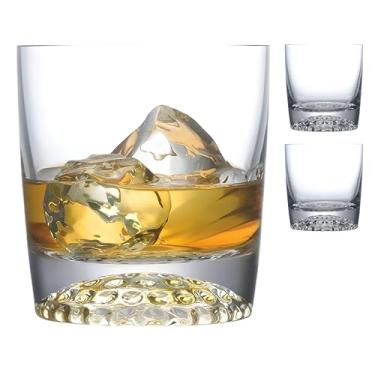 Imagem de NUDE Conjunto de 2 copos de uísque – Ace 333 g copos feitos à mão de cristal sem chumbo para uísque, uísque e Bourbon – Base de bola de golfe ondulada, fundo pesado, conjunto de presente de luxo